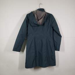 Womens Long Sleeve Front Pockets Hooded Long Full-Zip Rain Coat Size PXS alternative image