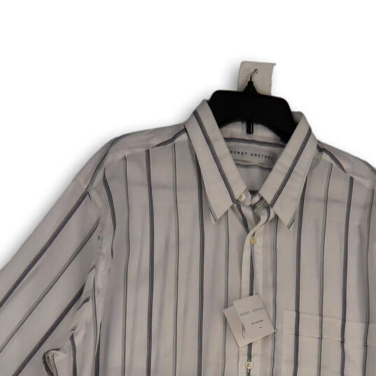 NWT Mens White Striped Long Sleeve Spread Collar Dress Shirt Size 17 34/35 image number 3