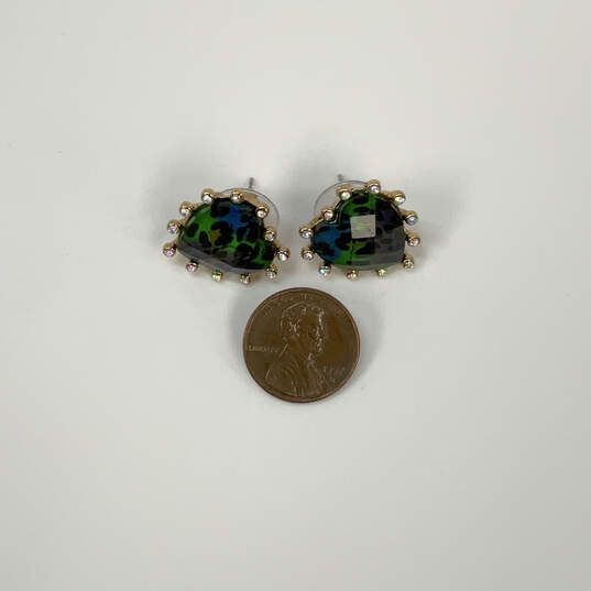 Designer Betsey Johnson Gold-Tone Rhinestone Heart Shape Stud Earrings image number 1