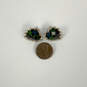 Designer Betsey Johnson Gold-Tone Rhinestone Heart Shape Stud Earrings image number 1