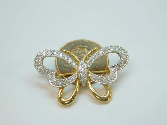 14K Yellow Gold 0.40 CTTW Round Diamond Butterfly Brooch 4.7g image number 6
