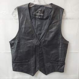 Men's Black Bermans Leather Vest Size 44
