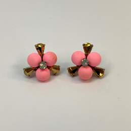 Designer J. Crew Gold-Tone Pink Flower Mini Stud Earrings alternative image