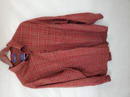 Mn Pendleton Red Plaid Pima Cotton Wool Blend Button Long Sleeve Sz XL