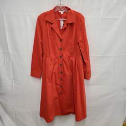 NWT New York & Company WM's Orange Button Front Shirt Dress Size L
