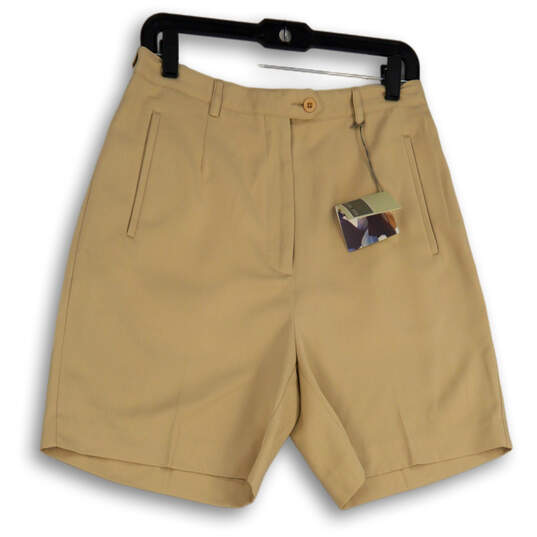NWT Womens Beige Regular Fit Flat Front Pockets Golf Chino Shorts Size 10 image number 1