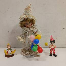 Bundle of 3 Assorted Clown Figurines