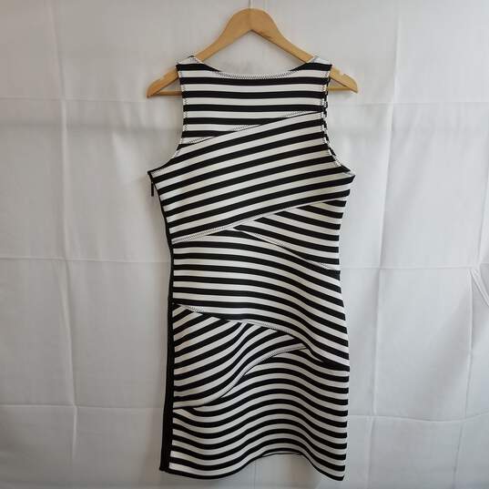 Michael Kors black and cream striped neoprene sleeveless dress size 10 image number 3