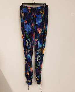 NWT Womens Multicolor Floral Drawstring Waist Activewear Yoga Pants Size 1