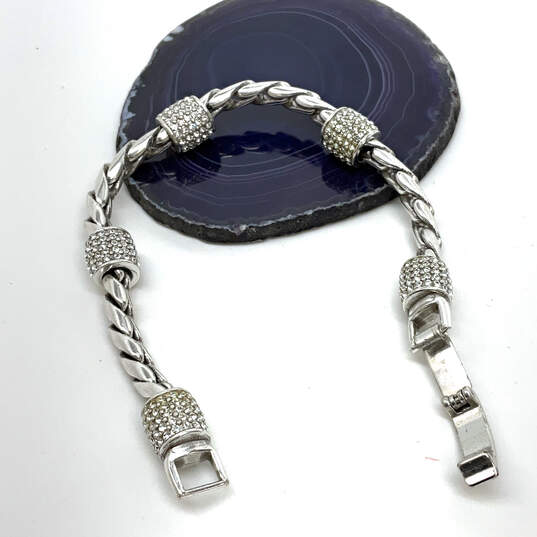 Designer Brighton Silver-Tone Clear Crystal Chain Bracelet With Dust Bag image number 2