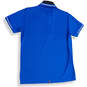 Mens Blue White Short Sleeve Spread Collar Regular Fit Polo Shirt Size S image number 2