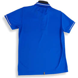 Mens Blue White Short Sleeve Spread Collar Regular Fit Polo Shirt Size S alternative image