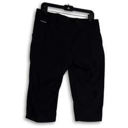 Womens Black Flat Front Drawstring Pockets Straight Leg Capri Pants Size 12 alternative image