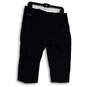 Womens Black Flat Front Drawstring Pockets Straight Leg Capri Pants Size 12 image number 2