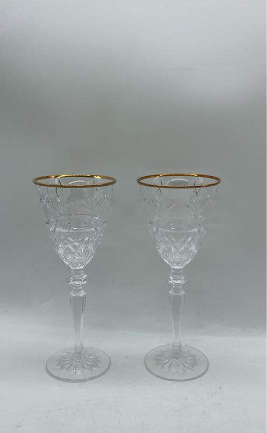 Crystal Clear Wine Glasses With Gold Rims. Set of Seven Large, 8