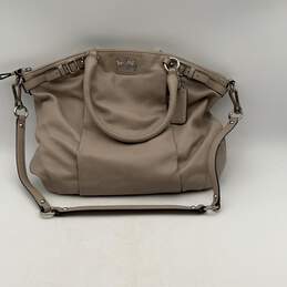 Coach Womens Gray Leather Detachable Strap Top Handle Zipper Shoulder Bag