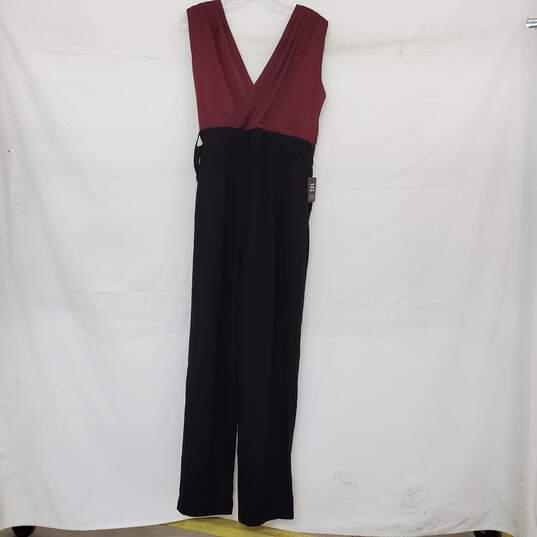 WOMEN'S EXPRESS EDITION COLLECTION BURGUNDY/BLACK JUMPSUIT SZ 12 NWT image number 2