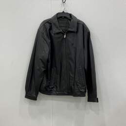 NWT Croft & Barrow Mens Black Leather Long Sleeve Full Zip Jacket Size XLT