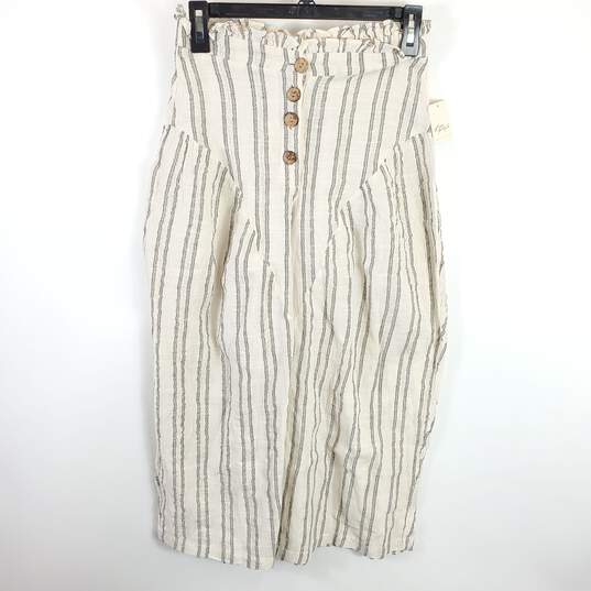 Free People Women Ivory Striped Pants XS NWT image number 1
