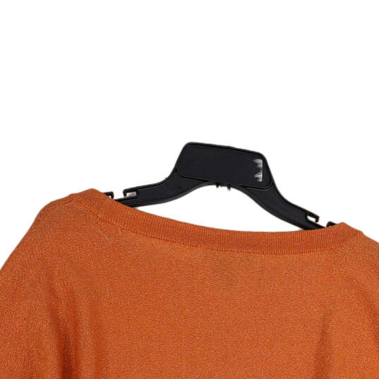 Womens Orange Boat Neck Long Sleeve Knitted Pullover Sweater Size Large image number 4