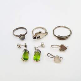 Sterling Silver Multi Gemstone Ring Earring Jewelry Bundle 5 Pcs 13.3g