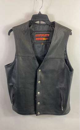 Ultimate Rider Men Black Vest Leather Jacket L