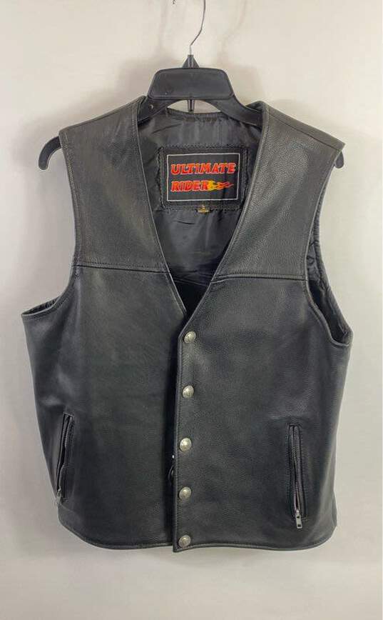 Ultimate Rider Men Black Vest Leather Jacket L image number 1