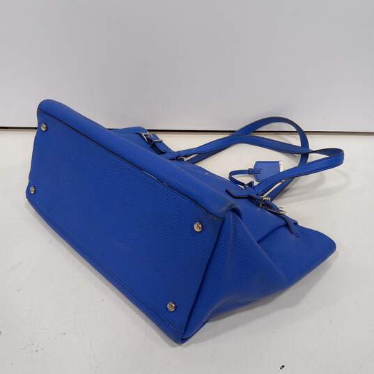Womens Blue Pebble Leather Charm Inner Pocket Double Handle Tote Bag image number 3