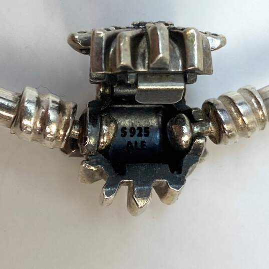 Designer Pandora S925 Sterling Silver Snowflake Charm Firework Bangle Bracelet image number 4