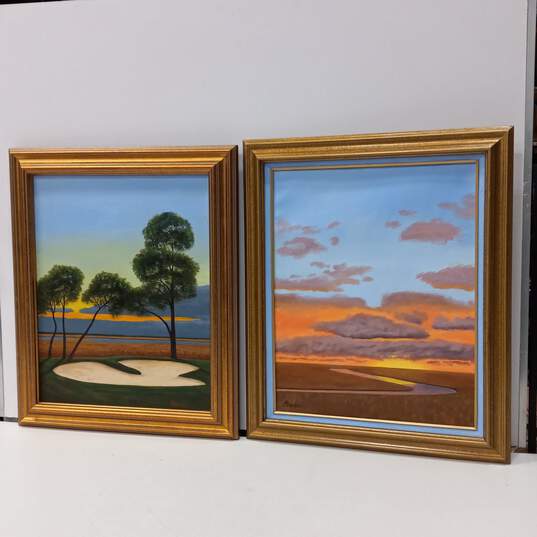 Bundle of 2 Framed & Signed Landscape Paintings on Canvas by A Borden image number 1
