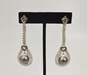 18K White Gold 3.73 CTTW Black & White Diamond Tahitian Pearl Statement Earrings 22.7g image number 1