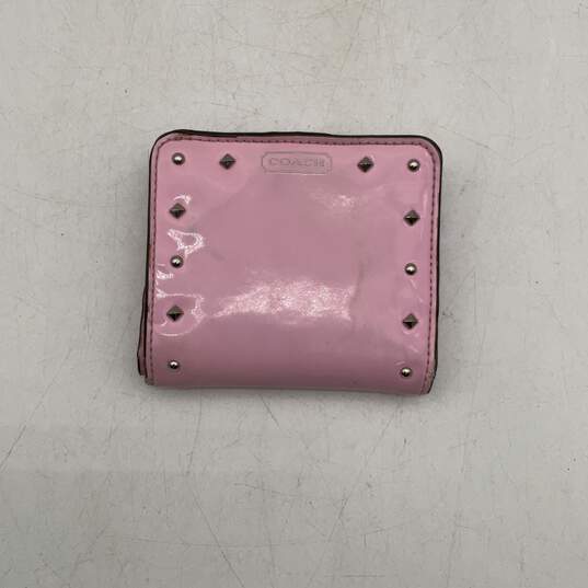 Coach Womens Pink Silver Inner Various Credit Card Slot Snap Bi Fold Wallet image number 2