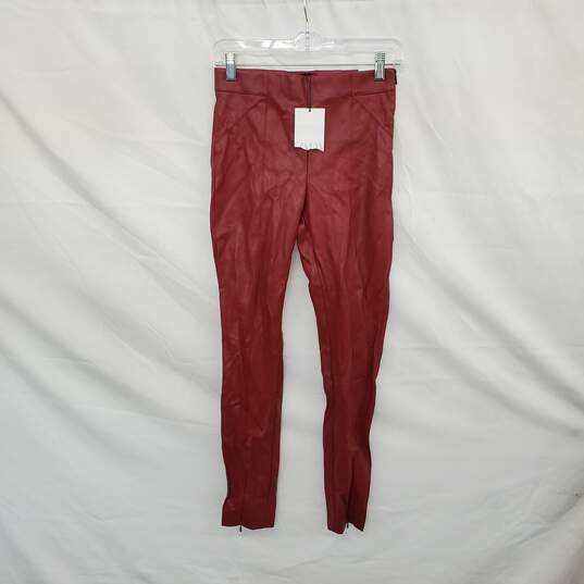 Zara Red Faux Leather Leggings WM Size S NWT image number 1