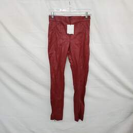 Zara Red Faux Leather Leggings WM Size S NWT