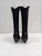 Women's Black Leather Kitten Heel Embordered Western Boots 7M image number 4
