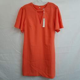 Trina Turk coral orange flutter sleeve shift dress size 8 tags attached
