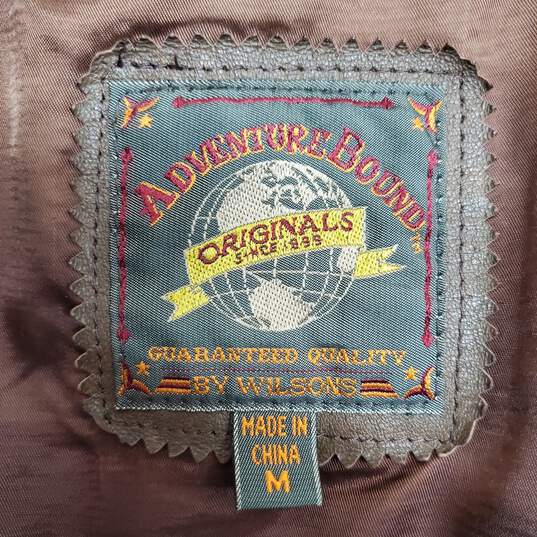 Vintage Wilsons Adventure Bound Originals Brown Leather Bomber Jacket Men's M image number 4