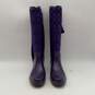 Coach Womens Purple Signature Print Mid Calf Lace-Up Rubber Rain Boots Size 8.5 image number 3