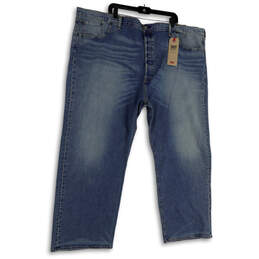 NWT Mens Blue 501 Medium Wash Pockets Stretch Denim Straight Jeans Sz 54X30