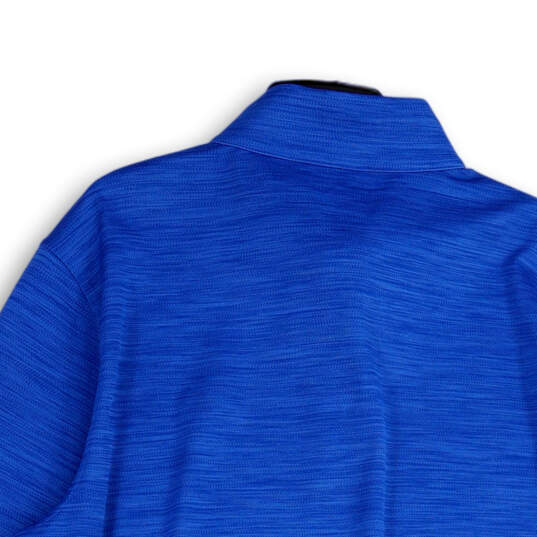Mens Blue Space Dye Long Sleeve Quarter Zip Athletic T-Shirt Size XL image number 4