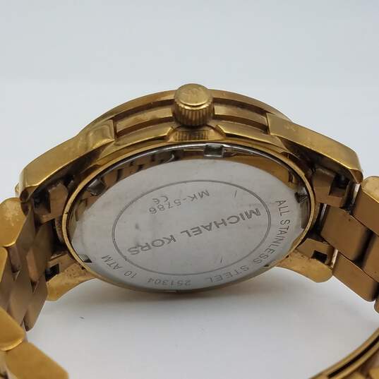 Michael Kors 37mm Case Signature Gold Tone Men's Stainless Steel Quartz Watch image number 2