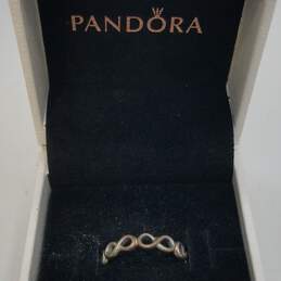 Pandora Sterling Silver Infinity Sz 6.5 Ring W/Box 2.1g