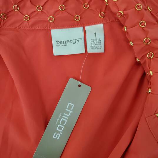 NWT ZENERGY By Chico's Orange Studded Golf Vest Size 1 image number 3
