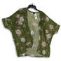 NWT Womens Green Floral Dolman Sleeve Open Front Cardigan Size 2 image number 1