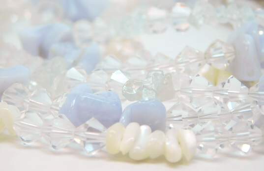 Swarovski Crystal Blue Lace Agate Aquamarine Mother Of Pearl & Crystal Multi Strand Necklace & Bracelet 94.2g image number 8