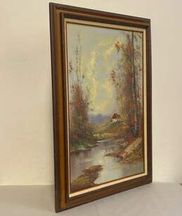 Vintage Oil on Canvas Signed Landscape Painting by Optner alternative image