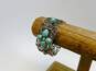 Artisan BJ 925 Turquoise Cabochons Flowers Open Scrolled Wide Panel Bracelet 54.3g image number 3