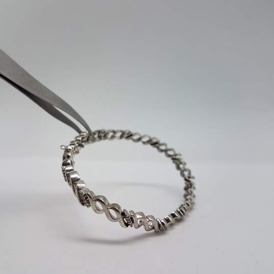 Sterling Silver Diamond Infinity Link 7 Inch Bracelet 12.7g image number 8