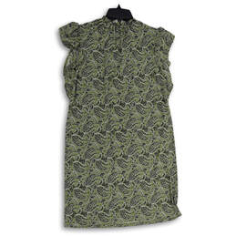 Womens Green Paisley Tie Neck Short Sleeve Shift Dress Size Medium alternative image