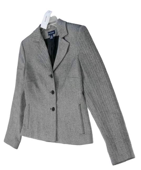 Ann Taylor Women's Gray Herringbone Long Sleeve Three Button Blazer Jacket Size Small image number 3